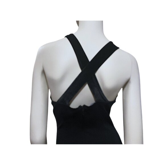 Y2K Bebe Halter Dress S Velour Bodycon Bandage Sexy Club Vamp Femme Bombshell - Picture 4 of 13